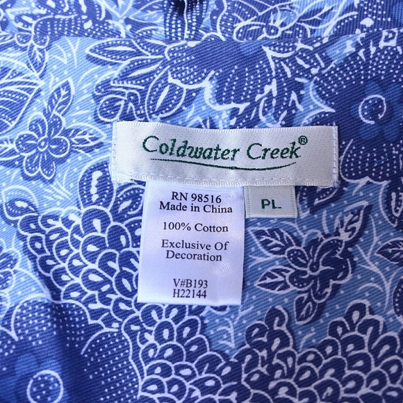 Coldwater Creek Twill Beaded Tops Button Down Long Sleeves, Size Petite Large - Picture 9 of 10